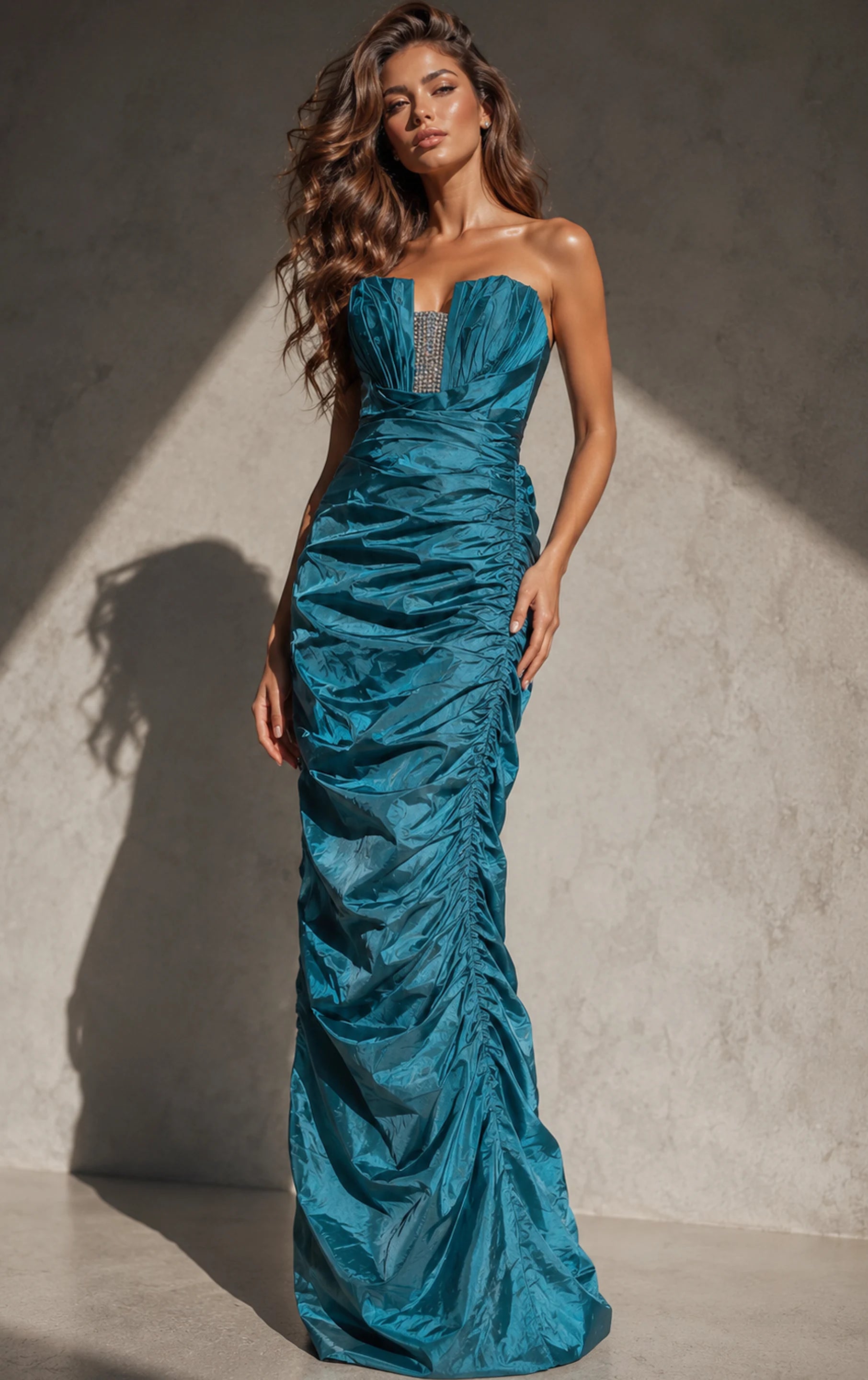 sleeveless seamed maxi dress taffeta small Jovani 159934 Strapless Corset Evening Color:Sky Windsor Brocade Akiso Kora White Long Ribbon This gorgeous Marais dress