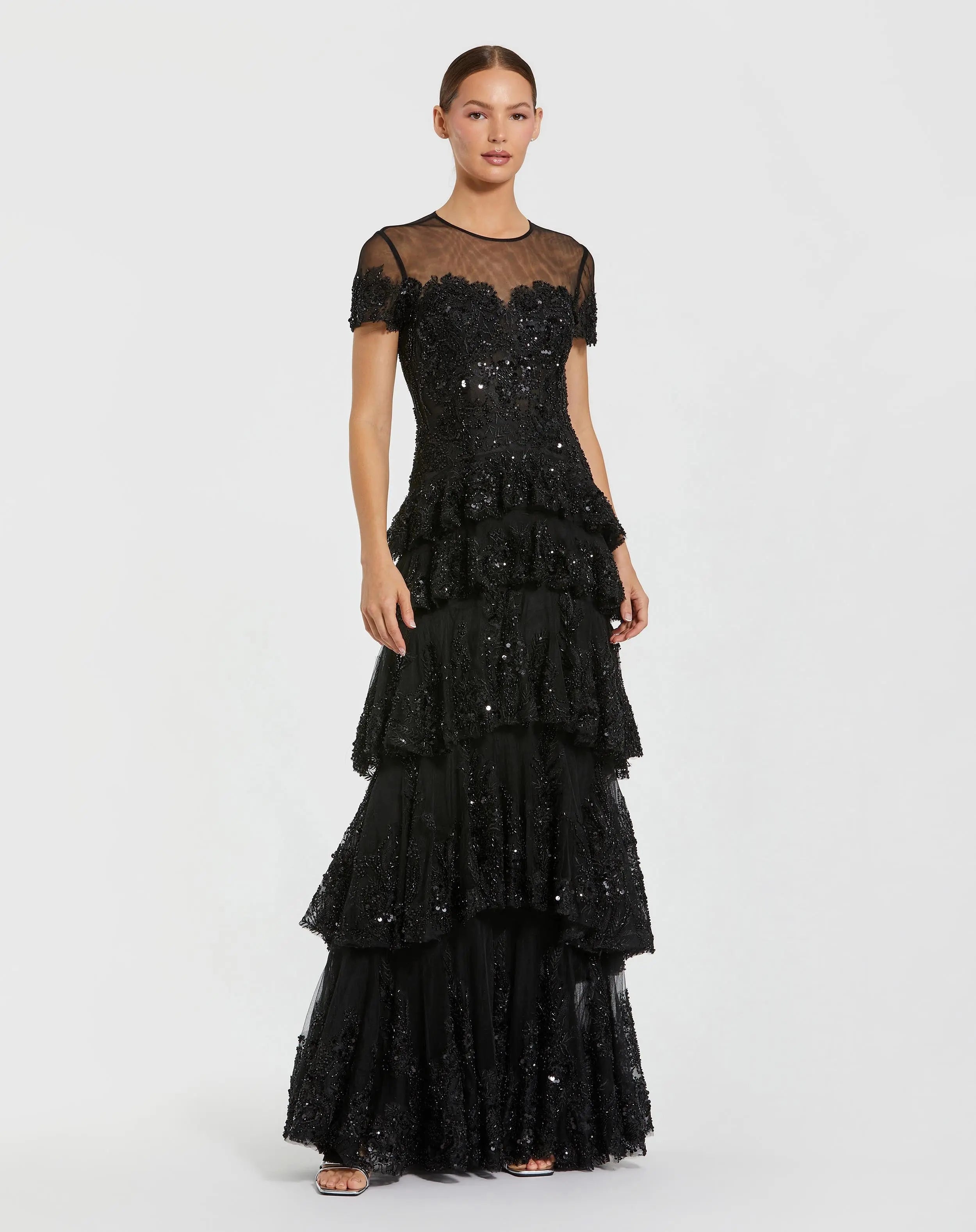 Mac Duggal Women's Embellished Tiered Gown - Black