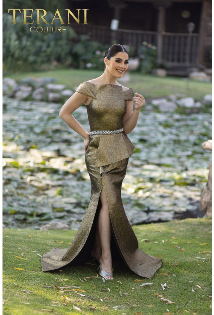 terani couture evening dresses Long Sleeves Trumpet Evening Dress by Terani Couture – Elilhaam main image 0