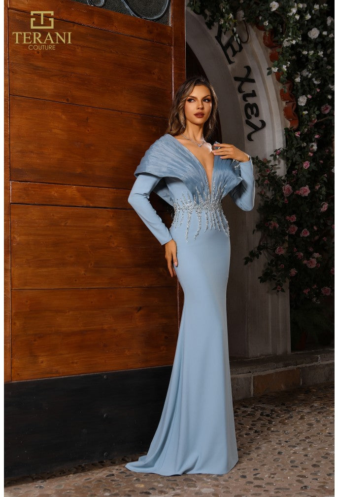 TERANI 251E4222 DRESS 18 / POWDER-BLUE TERANI 251E4222 DRESS 18 / POWDER-BLUE