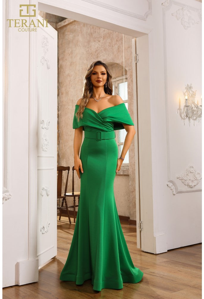 Terani Couture 251M4260 Trumpet Off The Shoulder Long Evening Dress