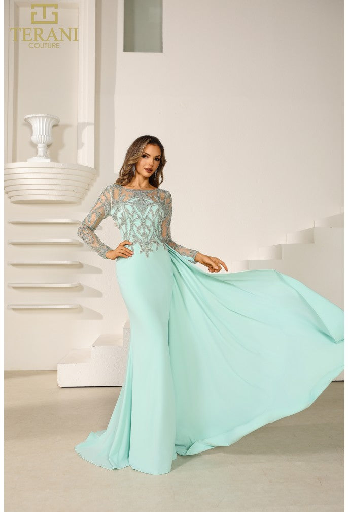 terani couture green dress 252M5311
