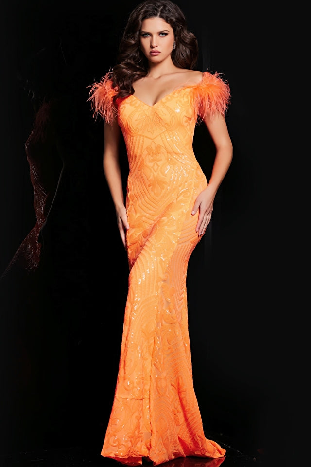 orange jovani prom dress Jovani 44340 - Long Mermaid Dress