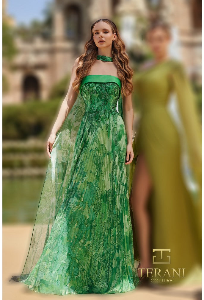 Terani 261E6093 Long Formal Dress Green Multi / 10 Terani 261E6093 Long Formal Dress Green Multi / 10