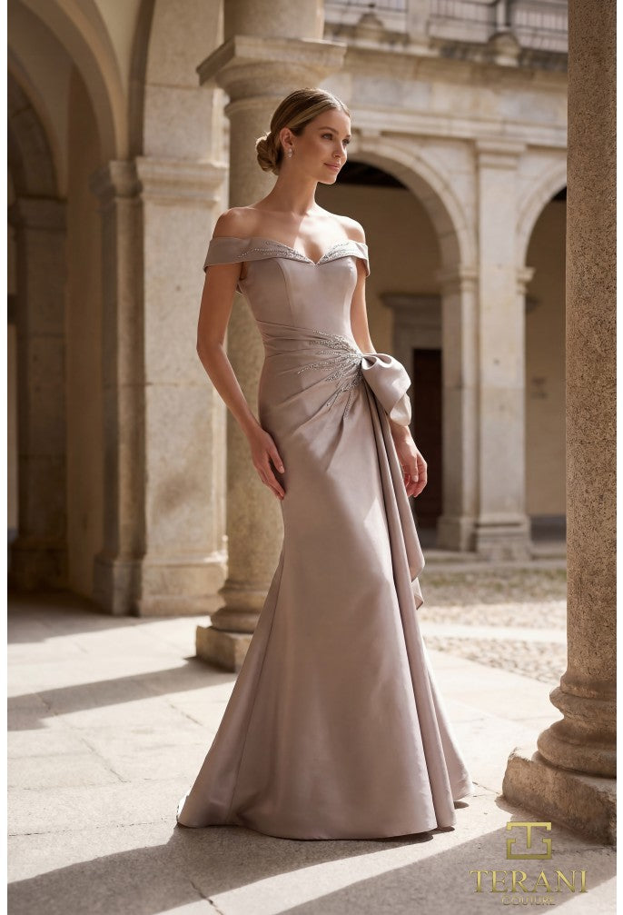 Terani 261M6431 Off-the-Shoulder Sweetheart Neckline & Structured Bodice Mother of the Bride Dress