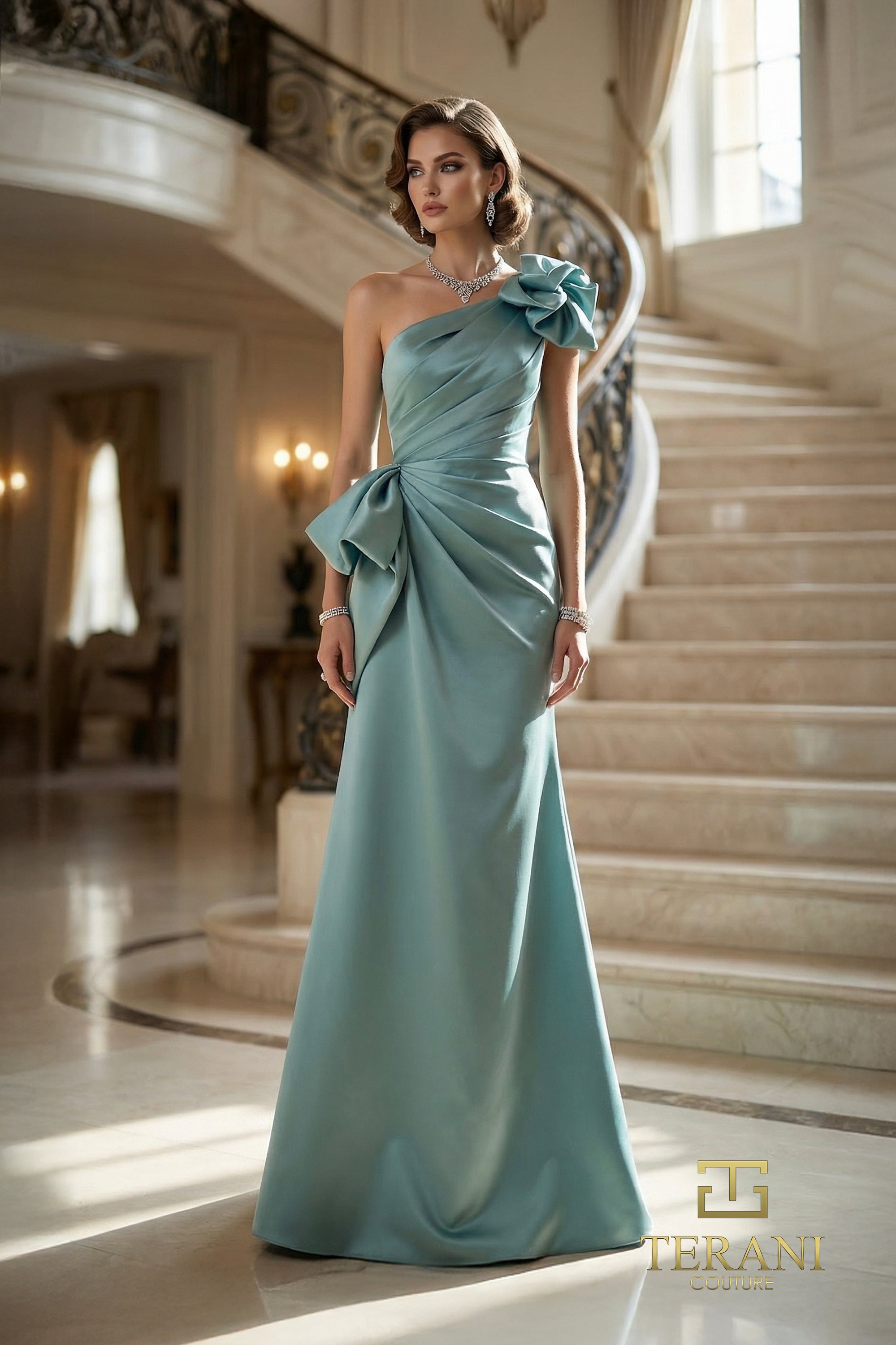 Terani 262E7132 One-Shoulder Sleeveless Sheath Dress | FOSTANI