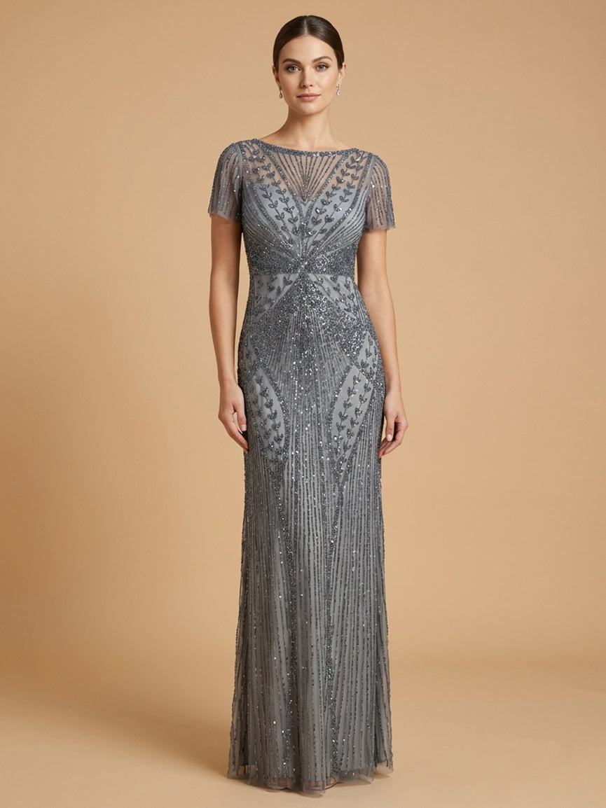 Lara 28856 Boat Neck Short Sleeve Sheath Mother of the Bride Dress