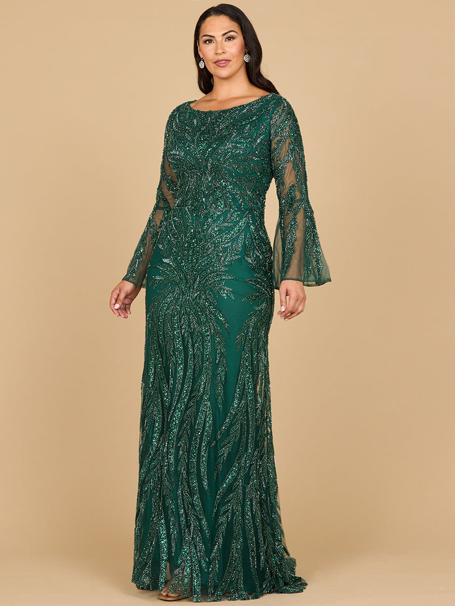 underwire dress fashion nova Lara 28948 Satin Beaded V-Neck Evening Gown – Mydressline main image 0