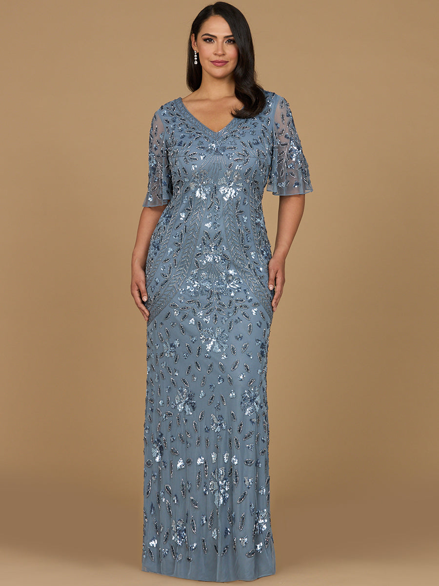 lara formal glitter dress Lara 29347 A-Line Sequin V-Neck Midi Semi Formal Dress Red / 8