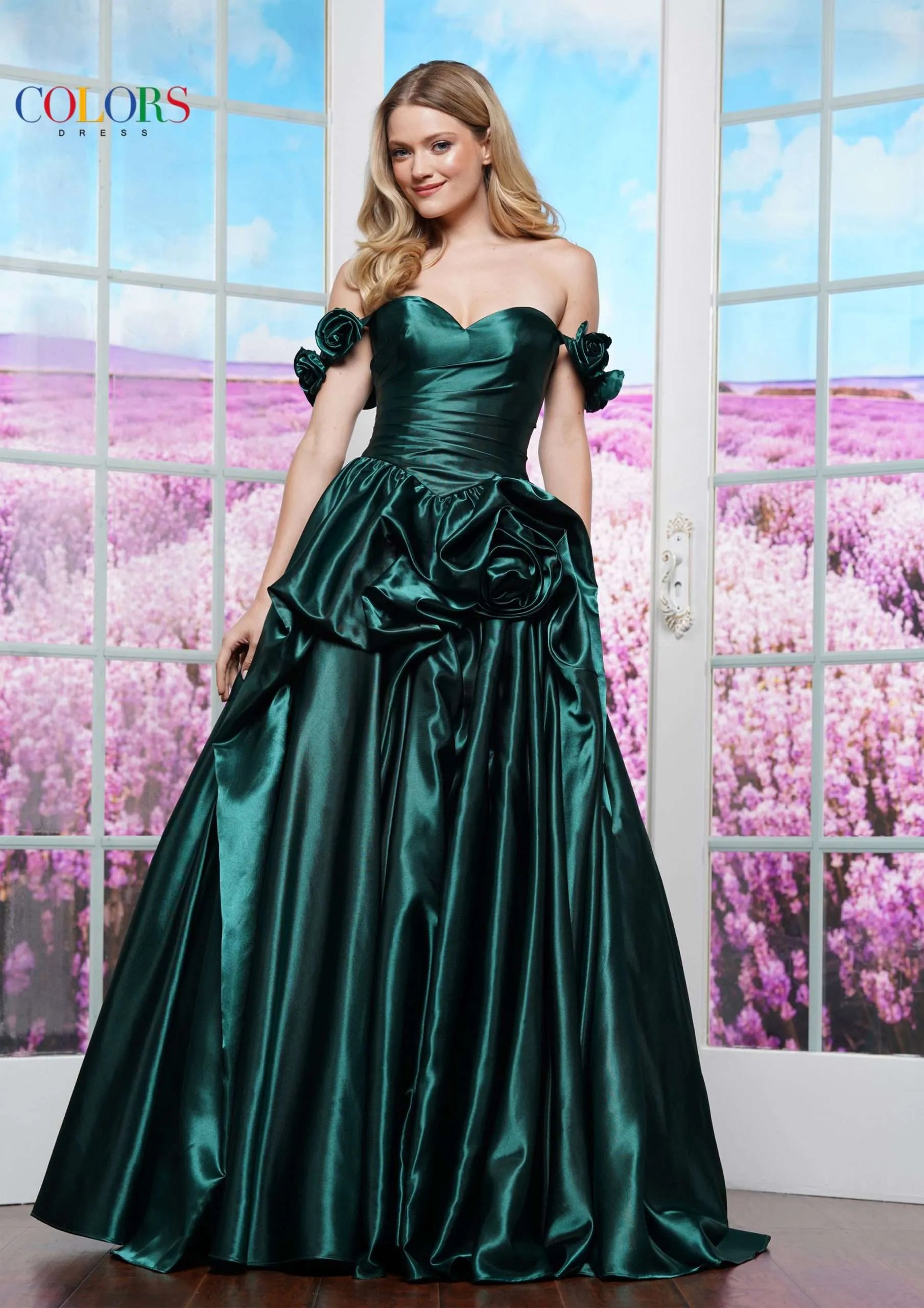 Colors 3521 Prom Dress - Deep Green