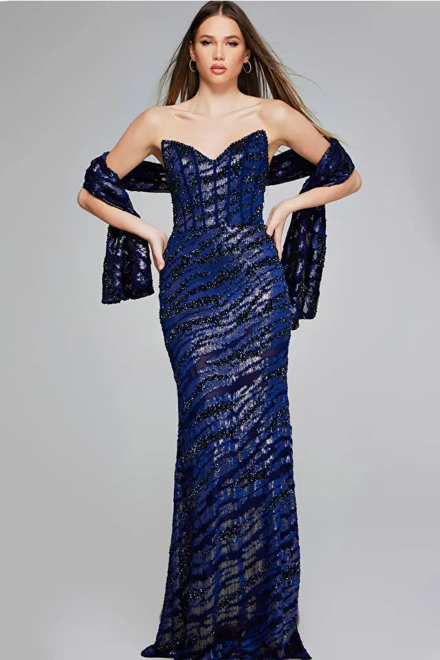 jovani navy blue sequin dress Jovani 26222 Navy Light Blue Sequin Backless Homecoming Dress