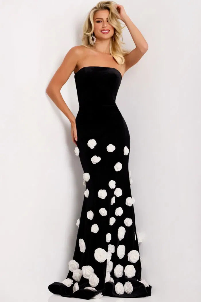 black and white jovani dress Jovani 38864 Long Cape Sleeve Formal Fitted Evening Dress