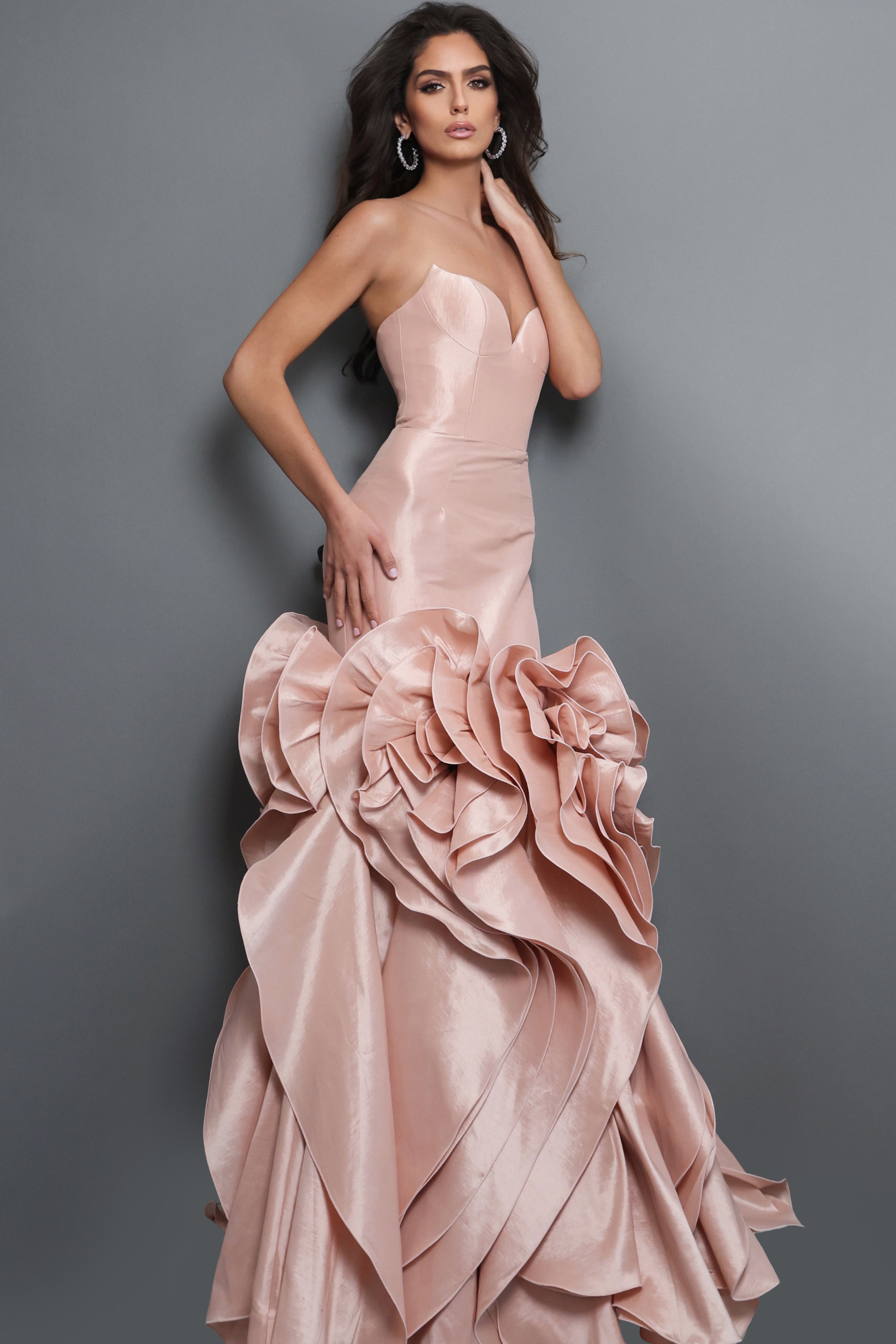 mermaid pageant dresses Elegant Beaded Mermaid Prom Dresses Spaghetti Strap Pageant Dress 24510 Dusty Pink / US12