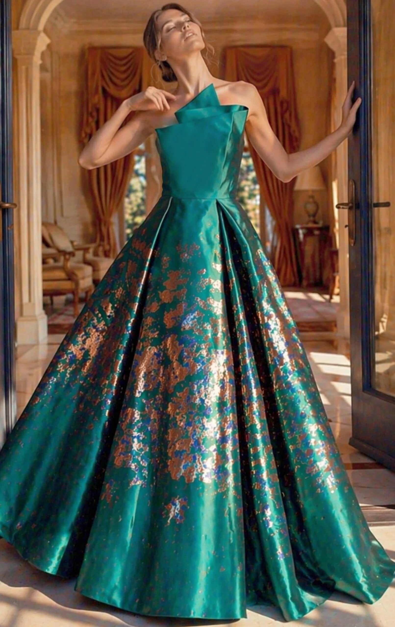 brocade evening dresses Jovani 49851 Strapless Ball Gown EMERALD / 20 up back Type:SECOND GRADE LC6127803 Dresses For Women |