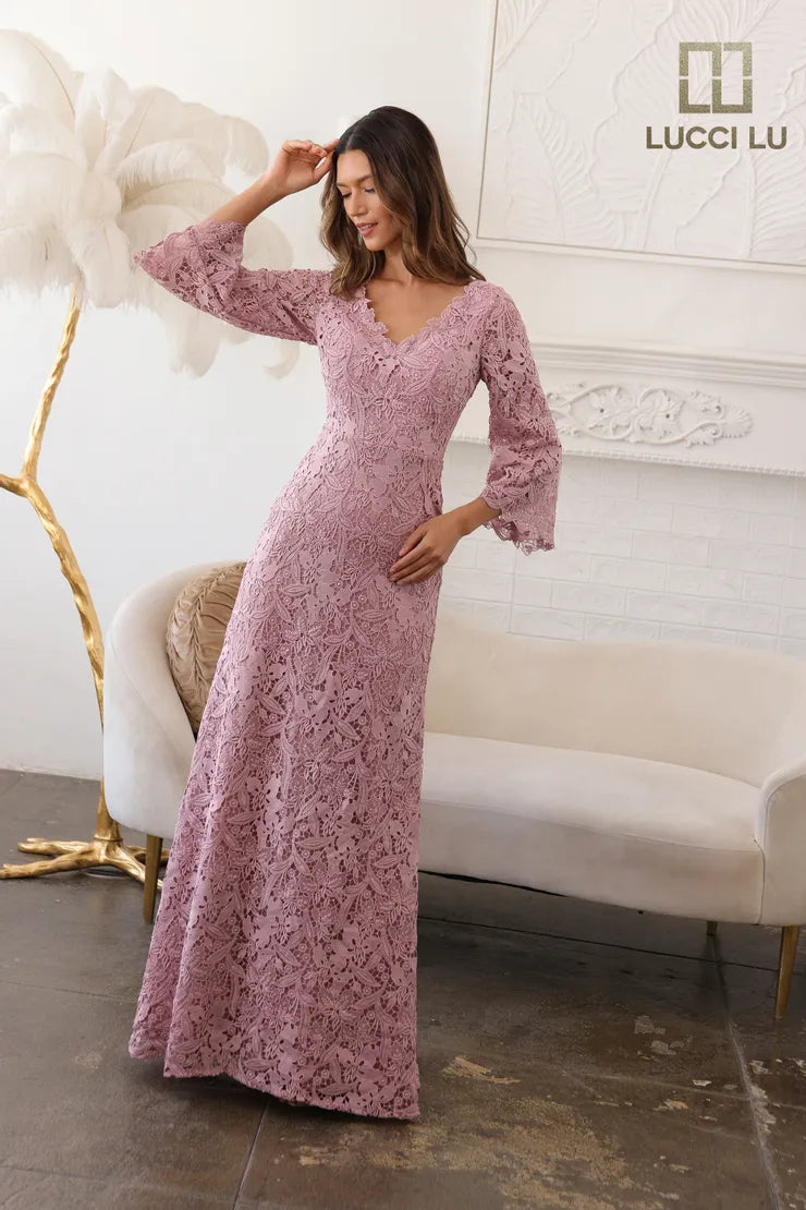 lucci lu bridesmaid dresses Lucci Lu 6060 Off-the-Shoulder Long Sleeve Mother of the Bride Dress
