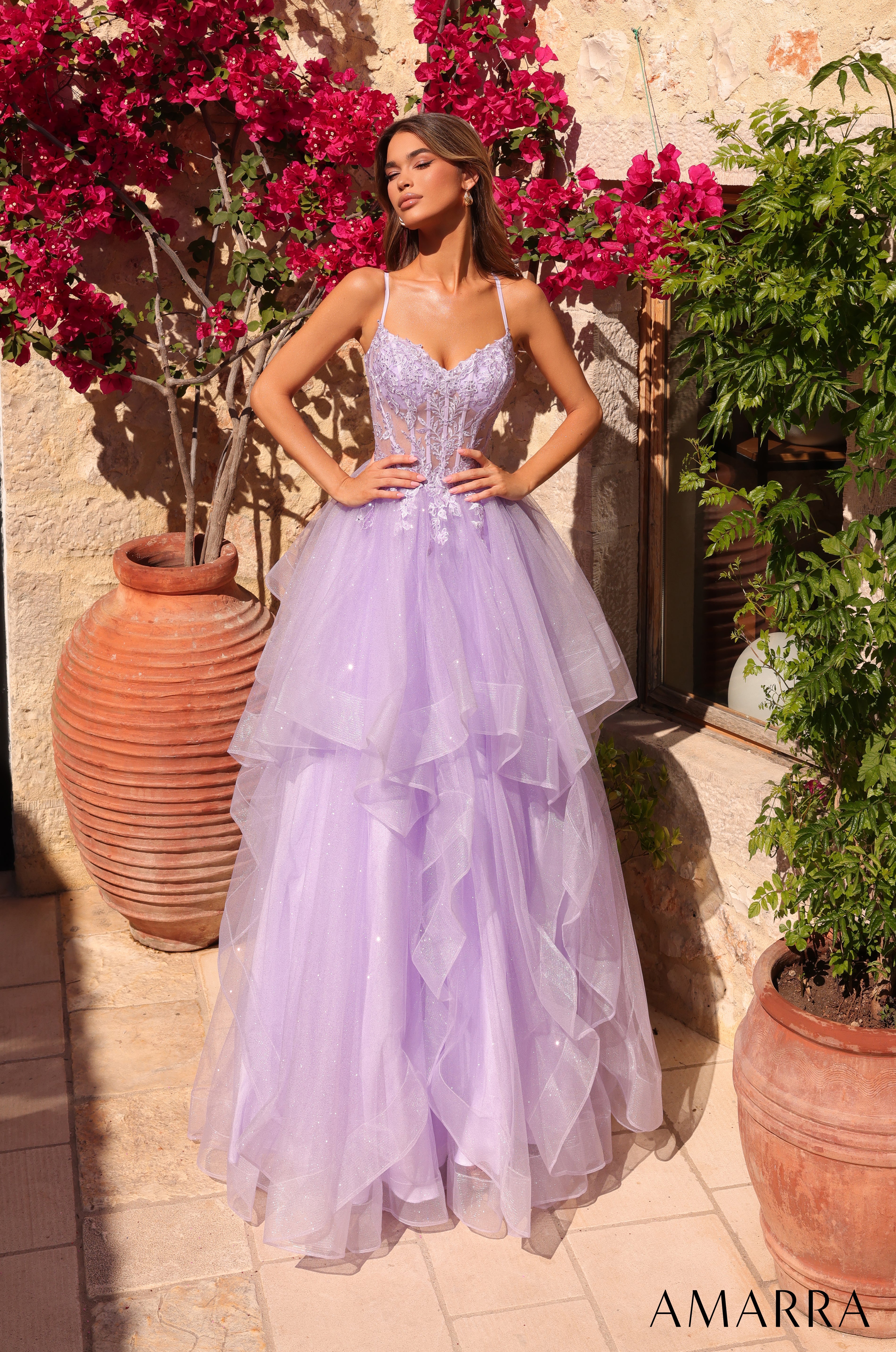 AMARRA 89504 Plum Glitter Tulle Prom Dress 2026 | FOSTANI AMARRA 89504 Plum Glitter Tulle Prom Dress 2026 | FOSTANI