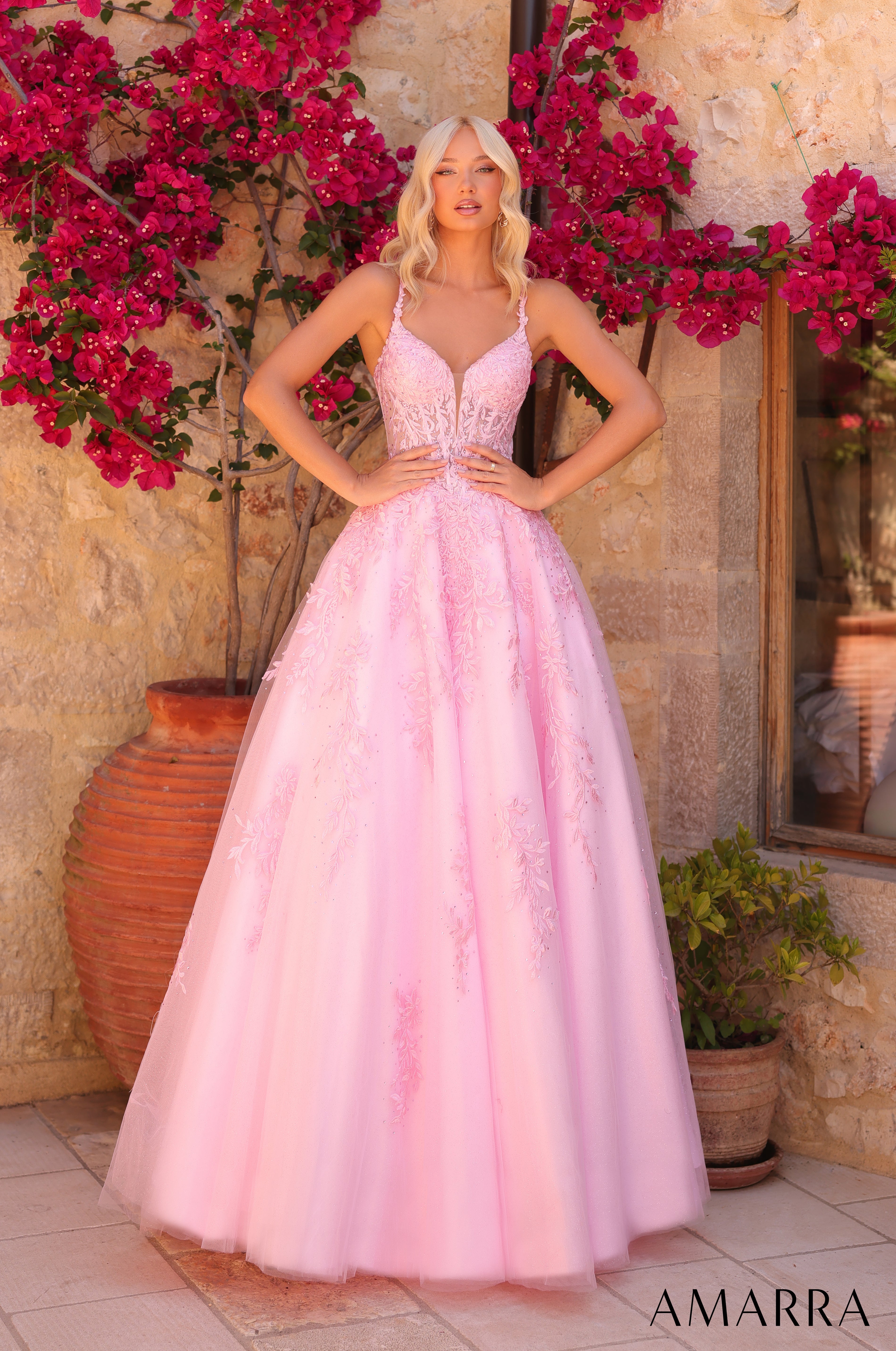 embroidered corset prom dress AMARRA 89509 Embroidered Corset BallGown Prom Dress 2026 White / 0