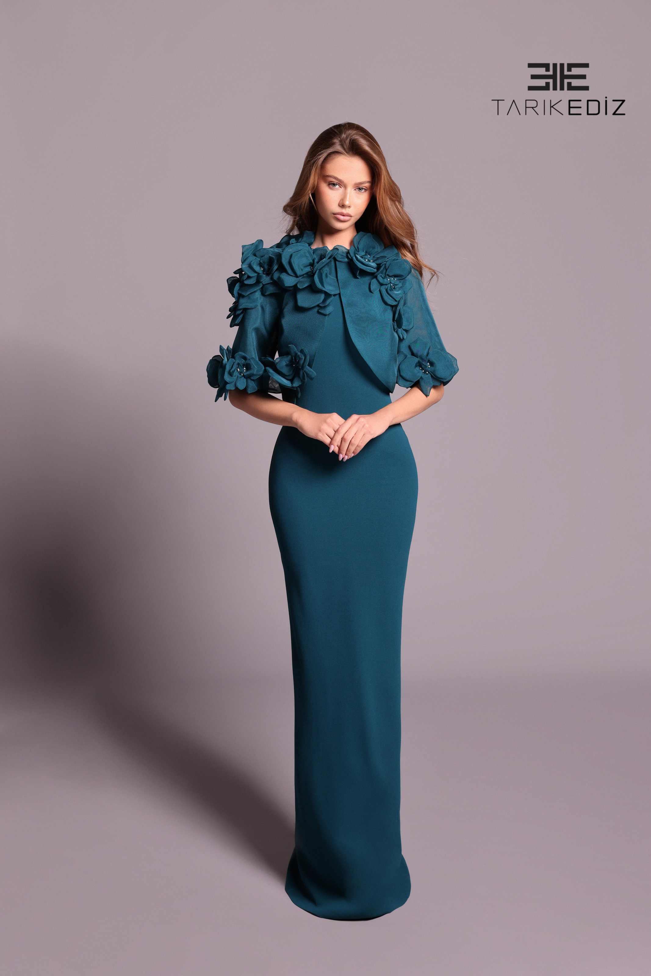 Tarik Ediz 99134 Long Formal Dress Atlantic Blue / 6
