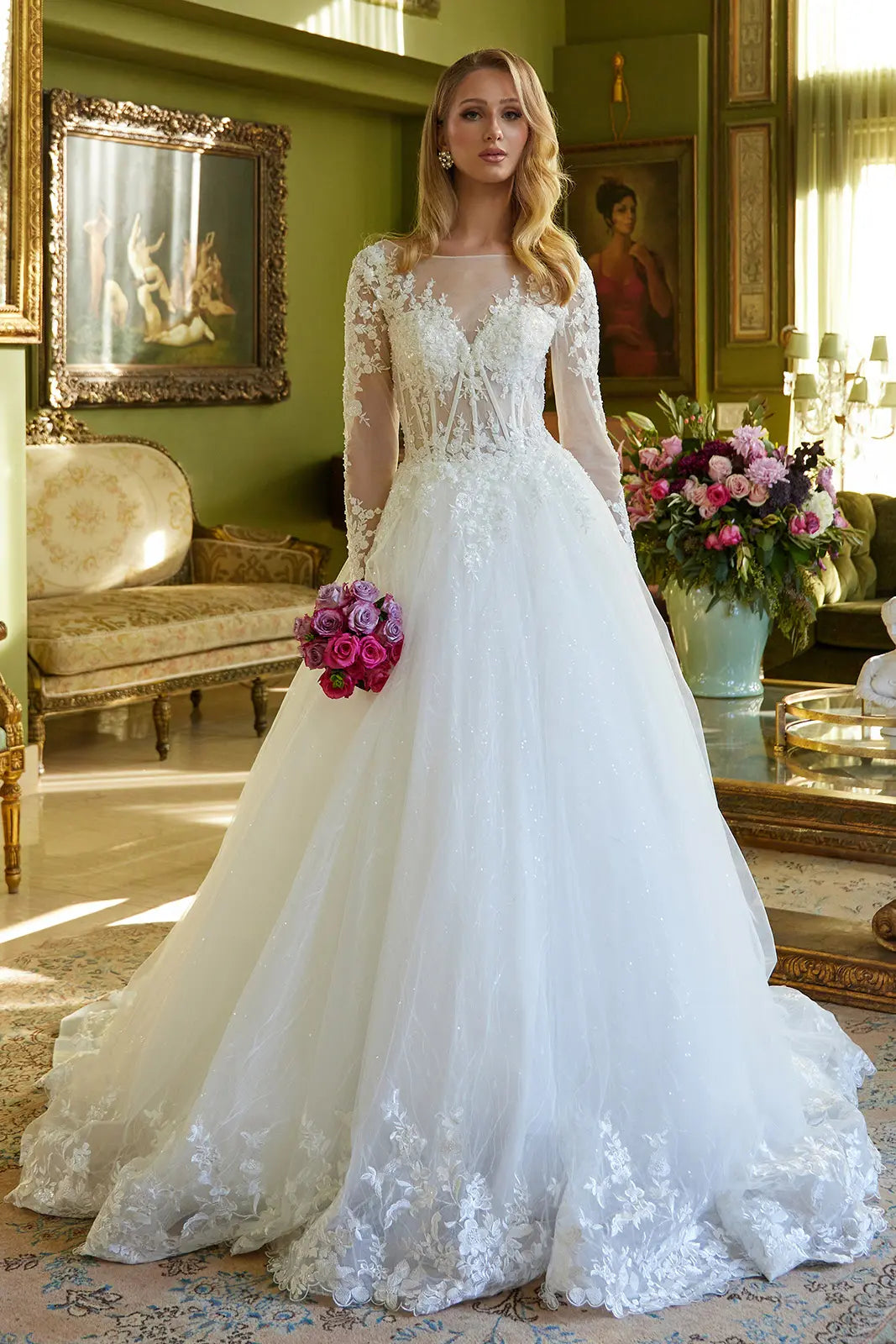 GLS Collective GL3603 Long Sleeve Bridal Dress, Off White / 3XL