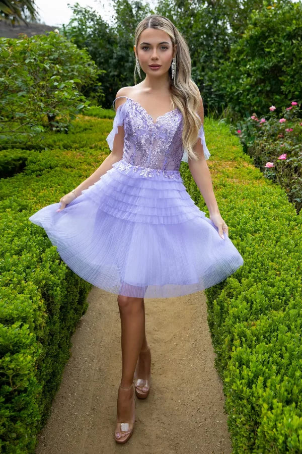 glitter tulle homecoming dress Glitter Tulle Homecoming Dress with Cap Sleeves Bahama Blue / 2XLarge