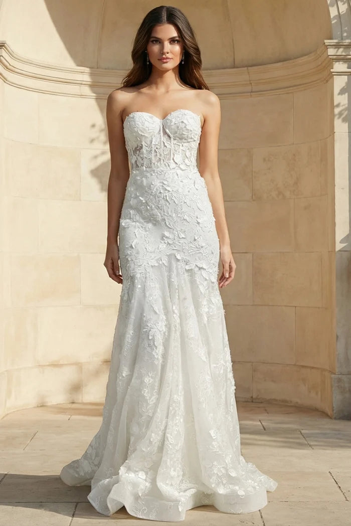 jovani embroidered dress Jovani 38004 - Long Tulle Trumpet Dress