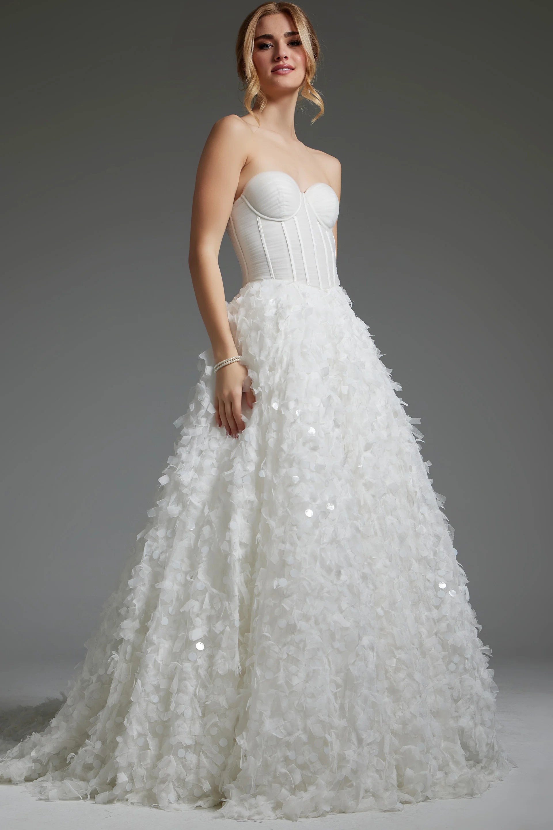 Jovani JB26295 Sweetheart Strapless Corset Bridal Dress, OFF-WHITE / 12