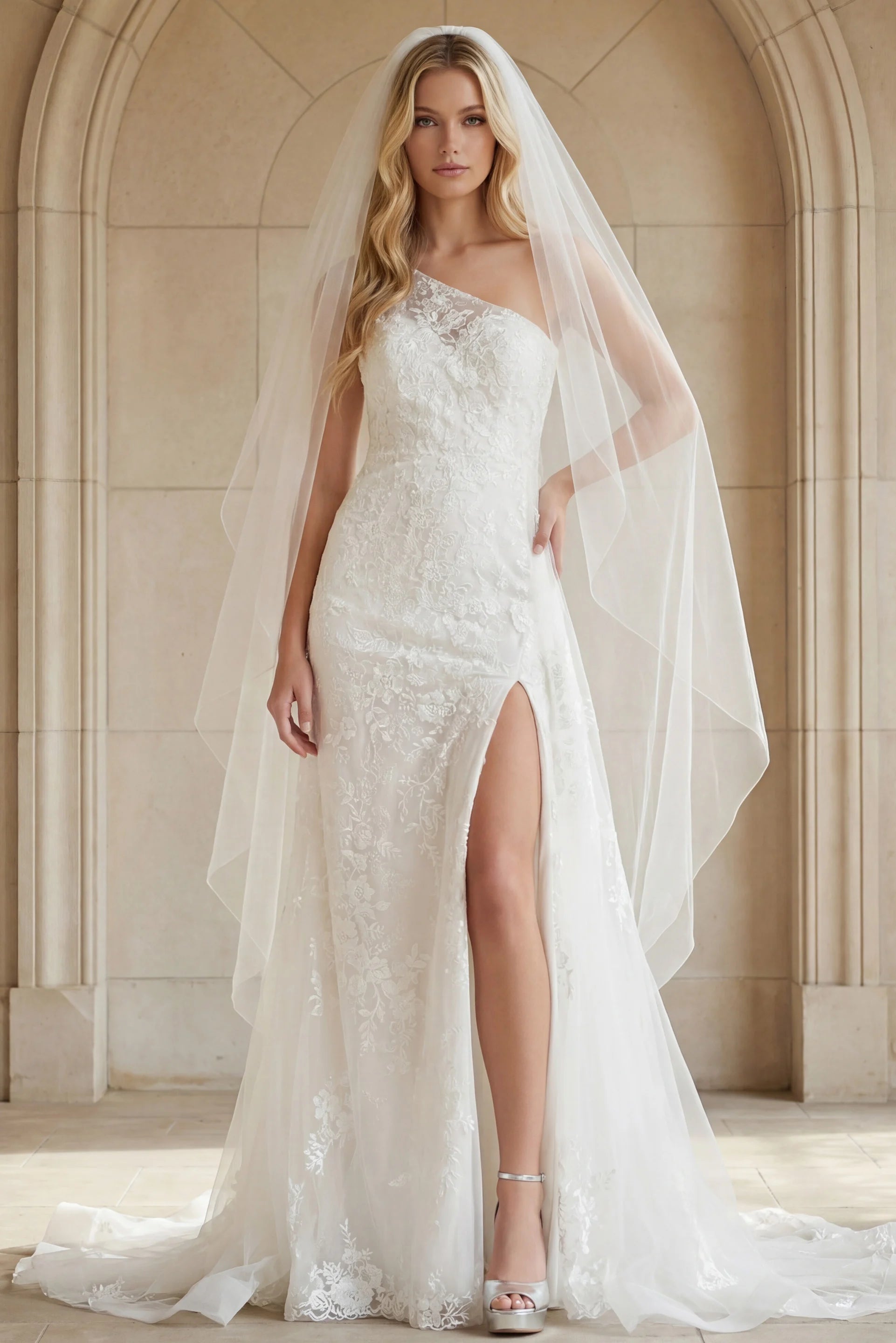 lace wedding dress one shoulder Jovani JB37601 Bridal RQ1:600 Primavera Couture 4634 BLACK Color:Inkstone