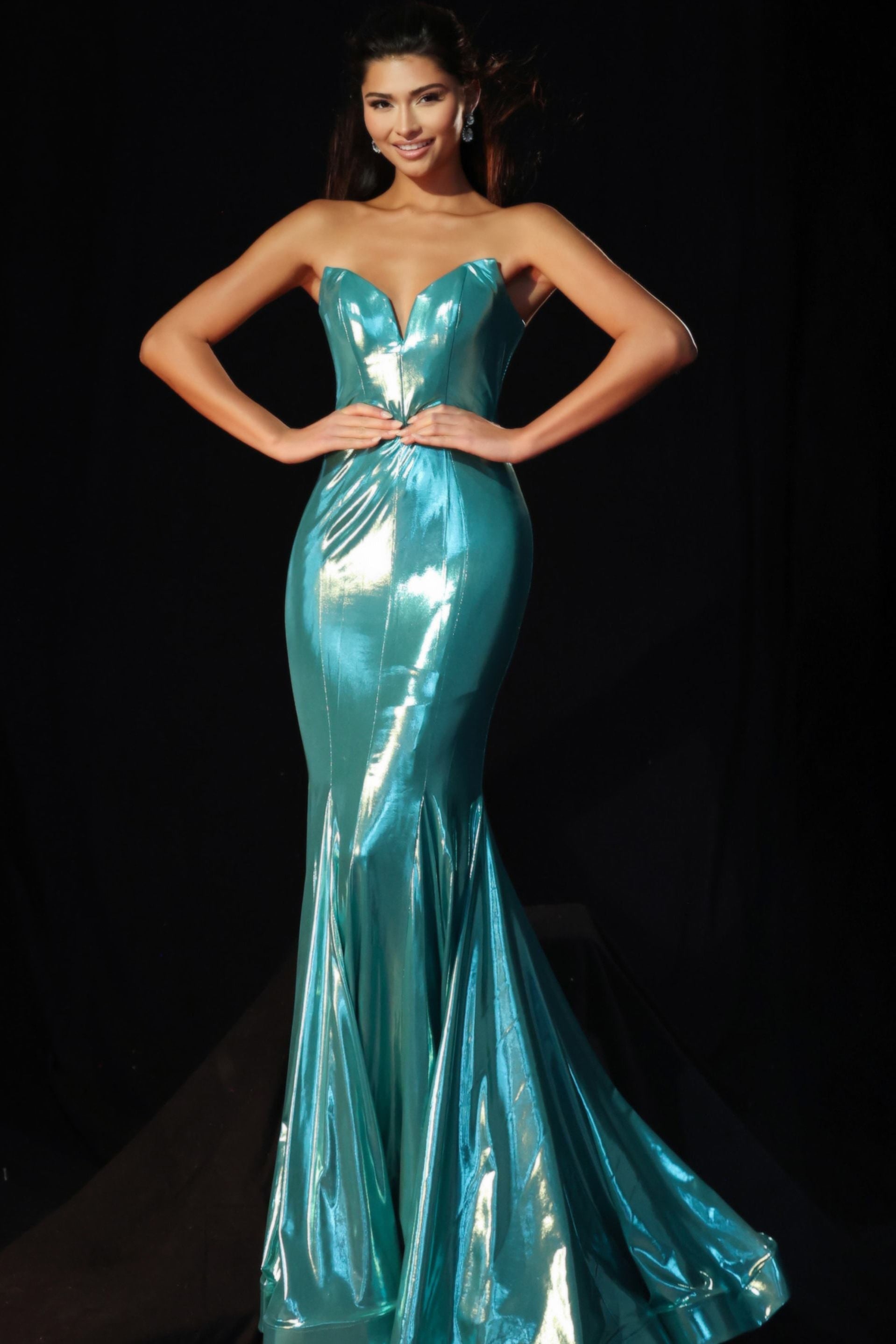 Jovani 44342 Mermaid Prom Dress 2026 Aqua / 12