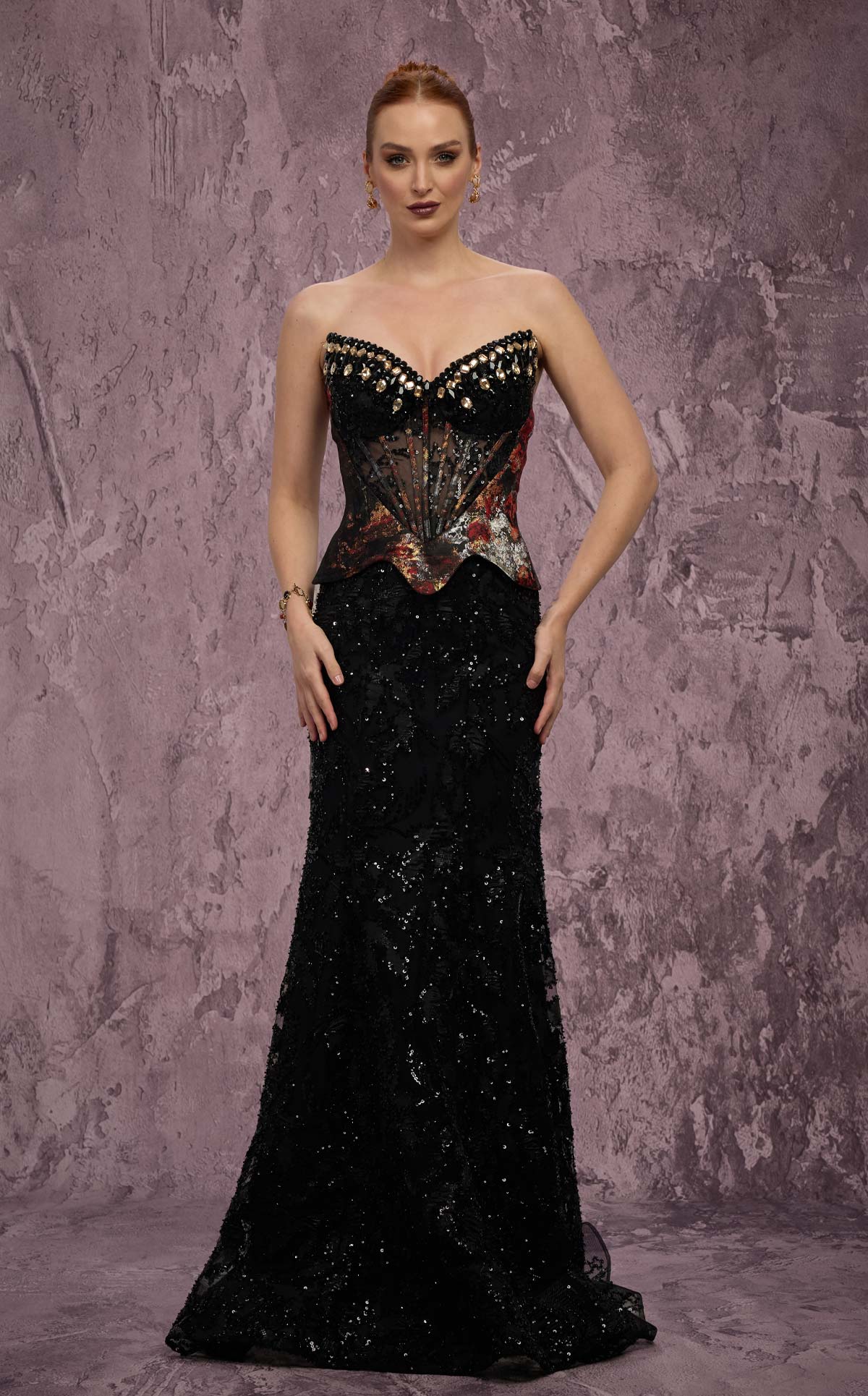 beaded peplum dress MNM Couture J03569 Mermaid Taille:36 a sultry thigh above the knee A black tie wedding