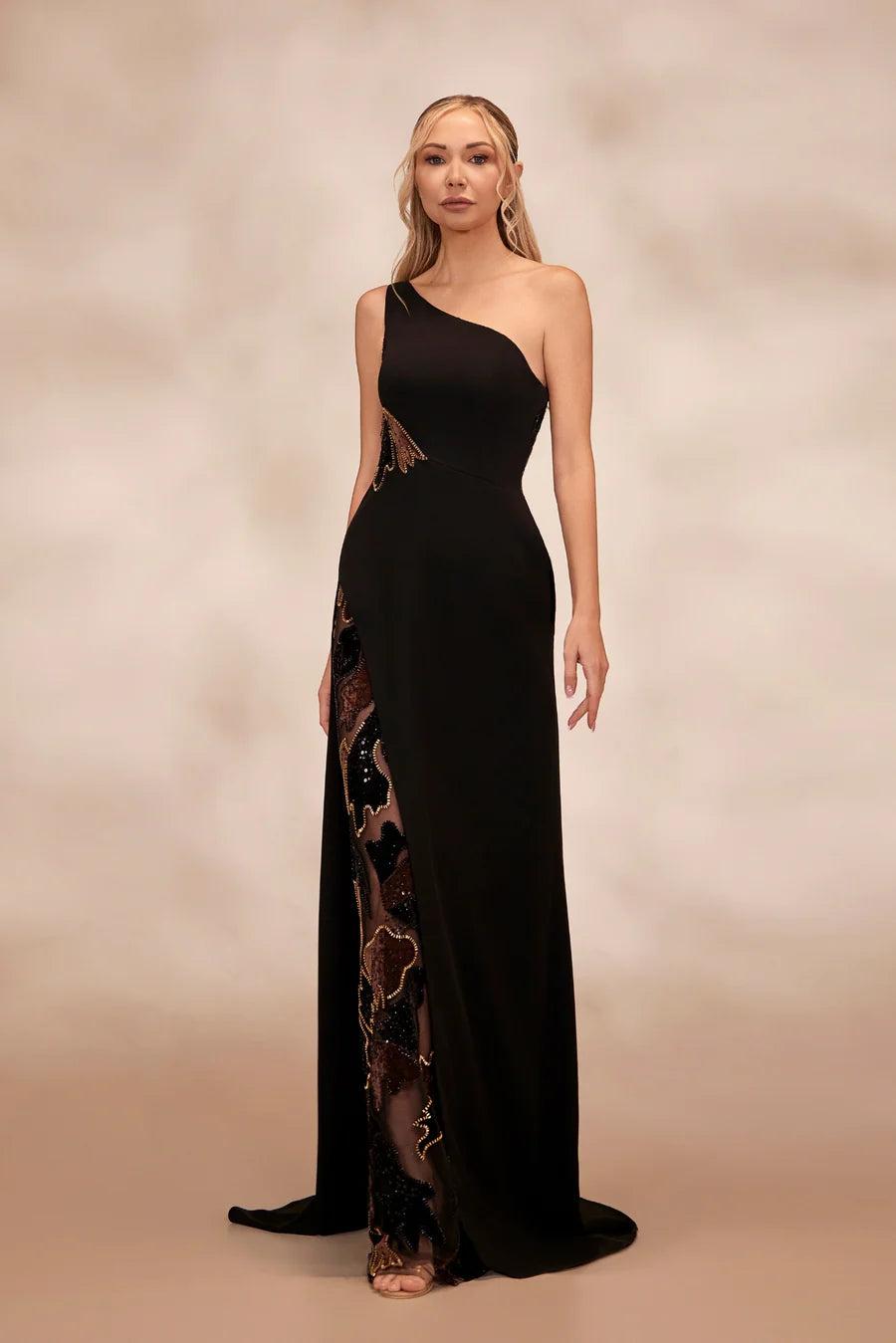 one shoulder crepe dress Milena One Shoulder Crepe Maxi Dress / White | MESHKI