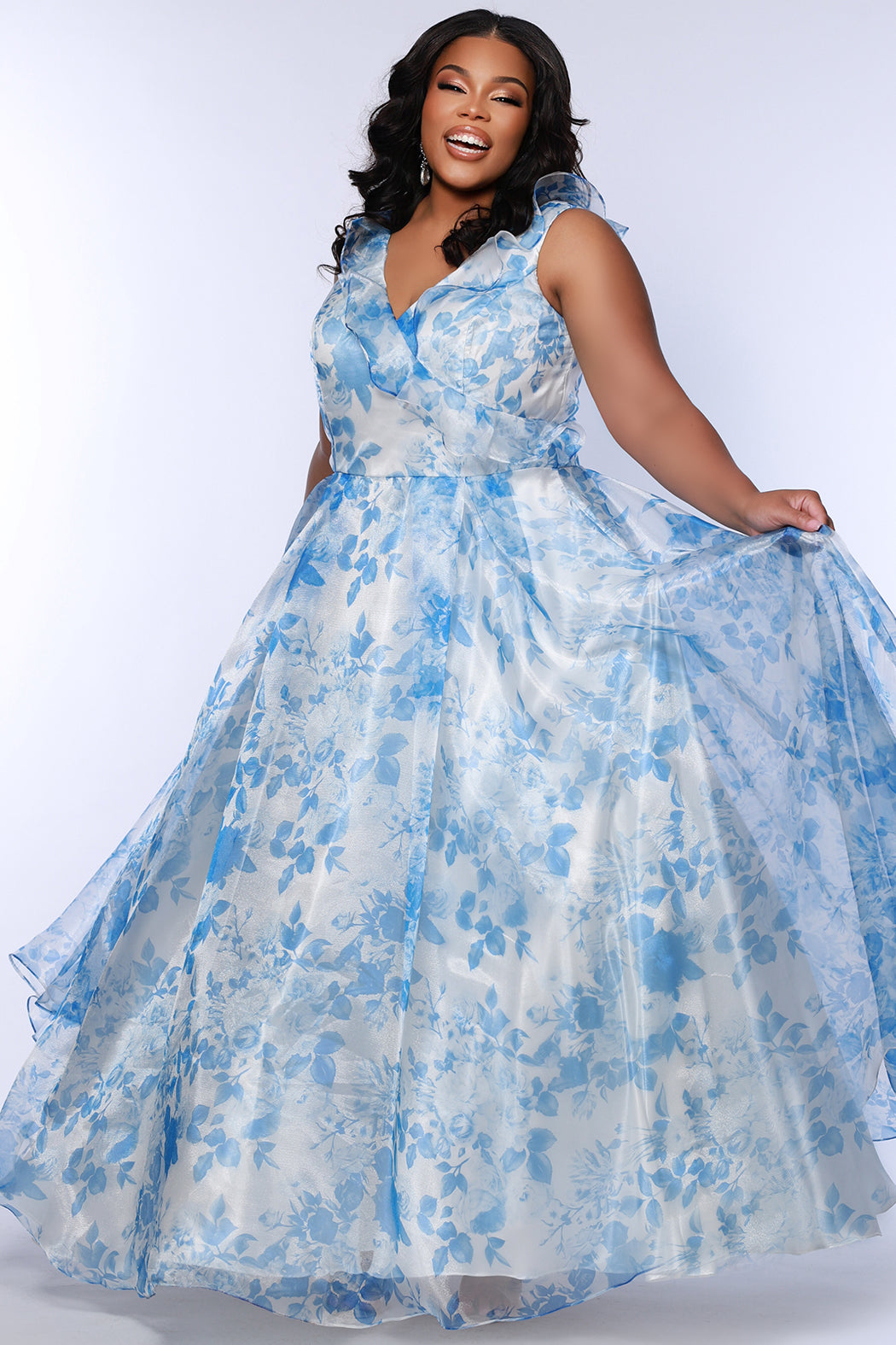 Sydneys Closet SC7404 Prom Dress - Blue Floral | NewYorkDress Sydneys Closet SC7404 Prom Dress - Blue Floral | NewYorkDress