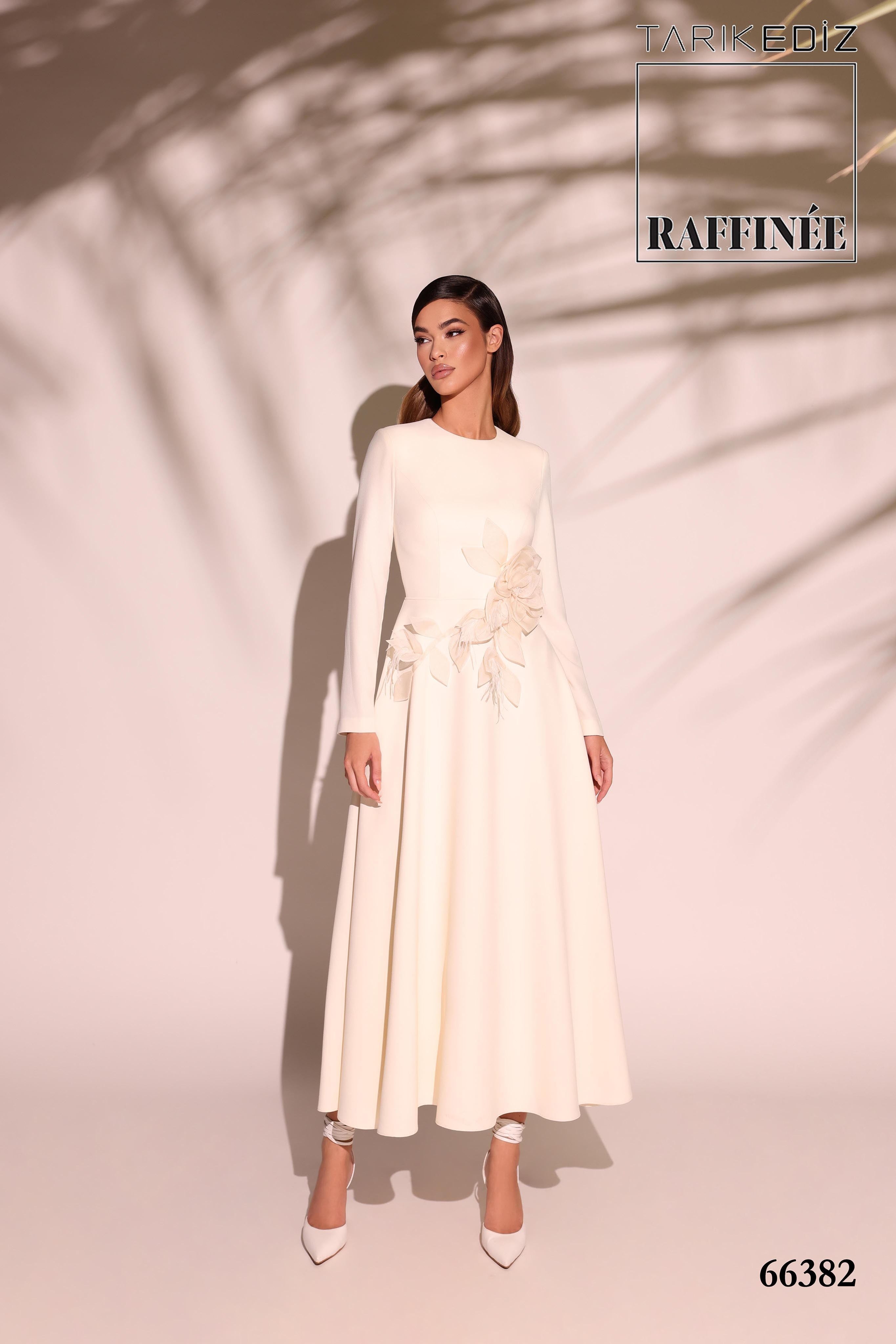 tarik ediz midi dress Tarik Ediz 98796 Taffeta Off Shoulder Pleating Midi Dress