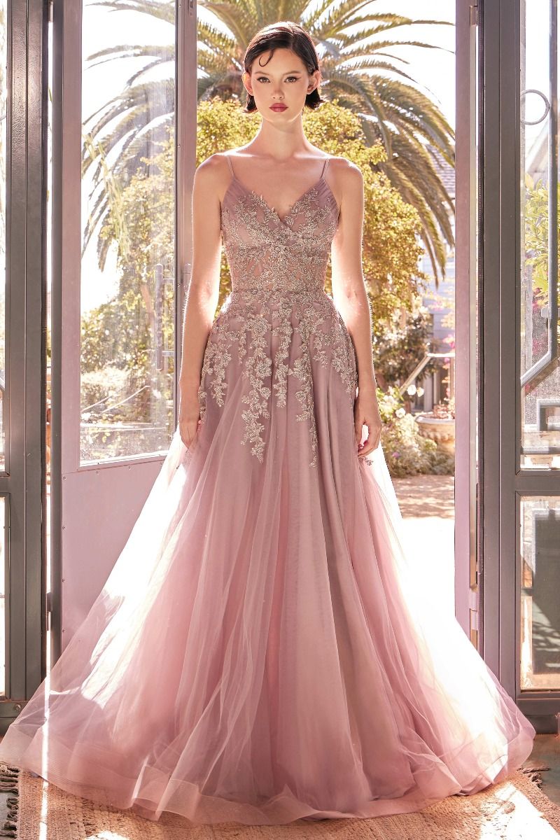 Andrea & Leo Couture A1416 A-Line Lace Tulle Gown 16 * / Dusty Rose (RosyBrown)