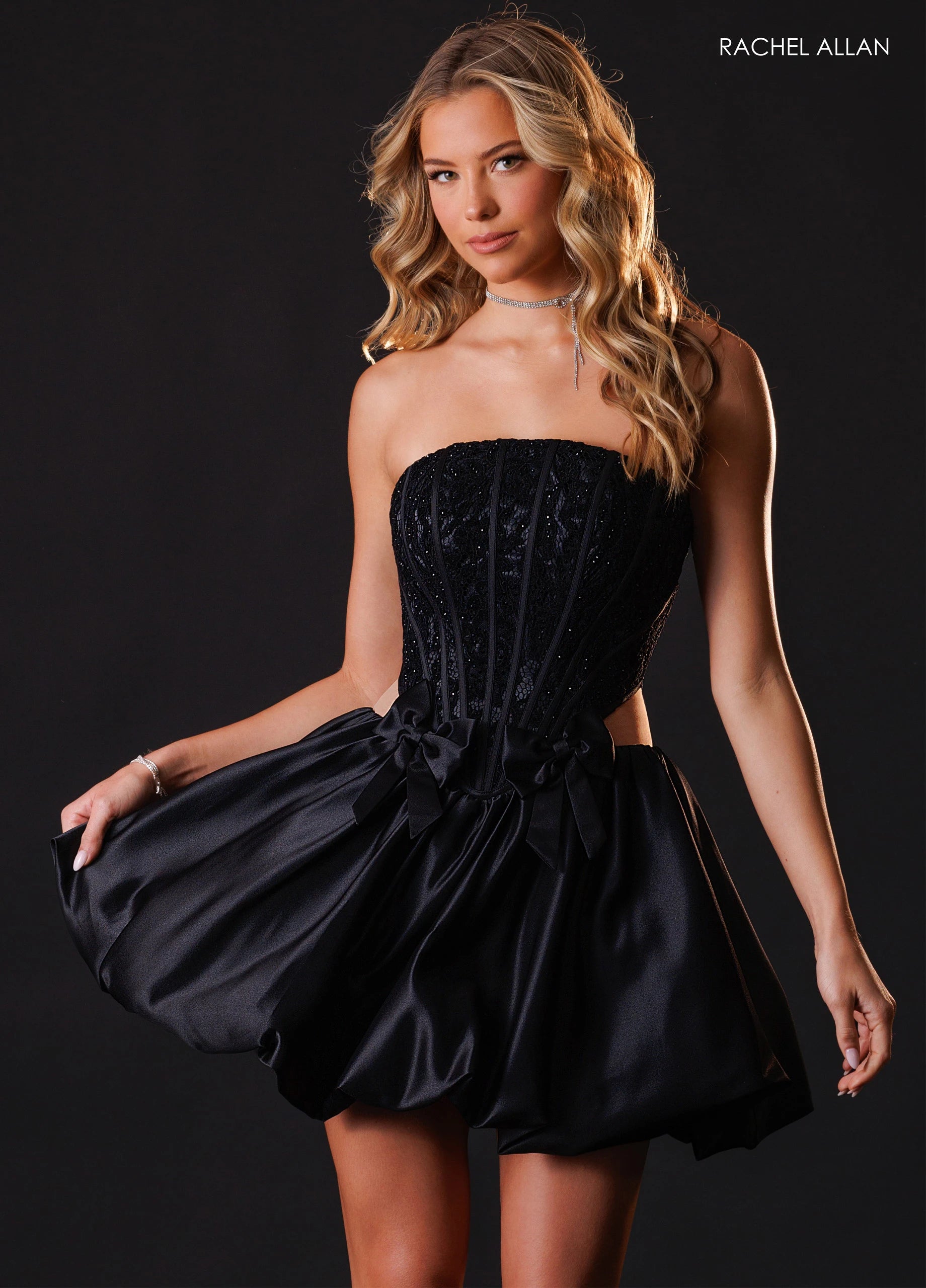 Rachel Allan 40766 Strapless Corset Bodice Bubble Skirt Homecoming