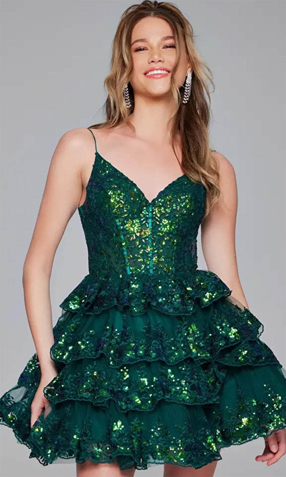Jovani Short and Cocktail Dress 40382 Emerald / 2 Jovani Short and Cocktail Dress 40382 Emerald / 2