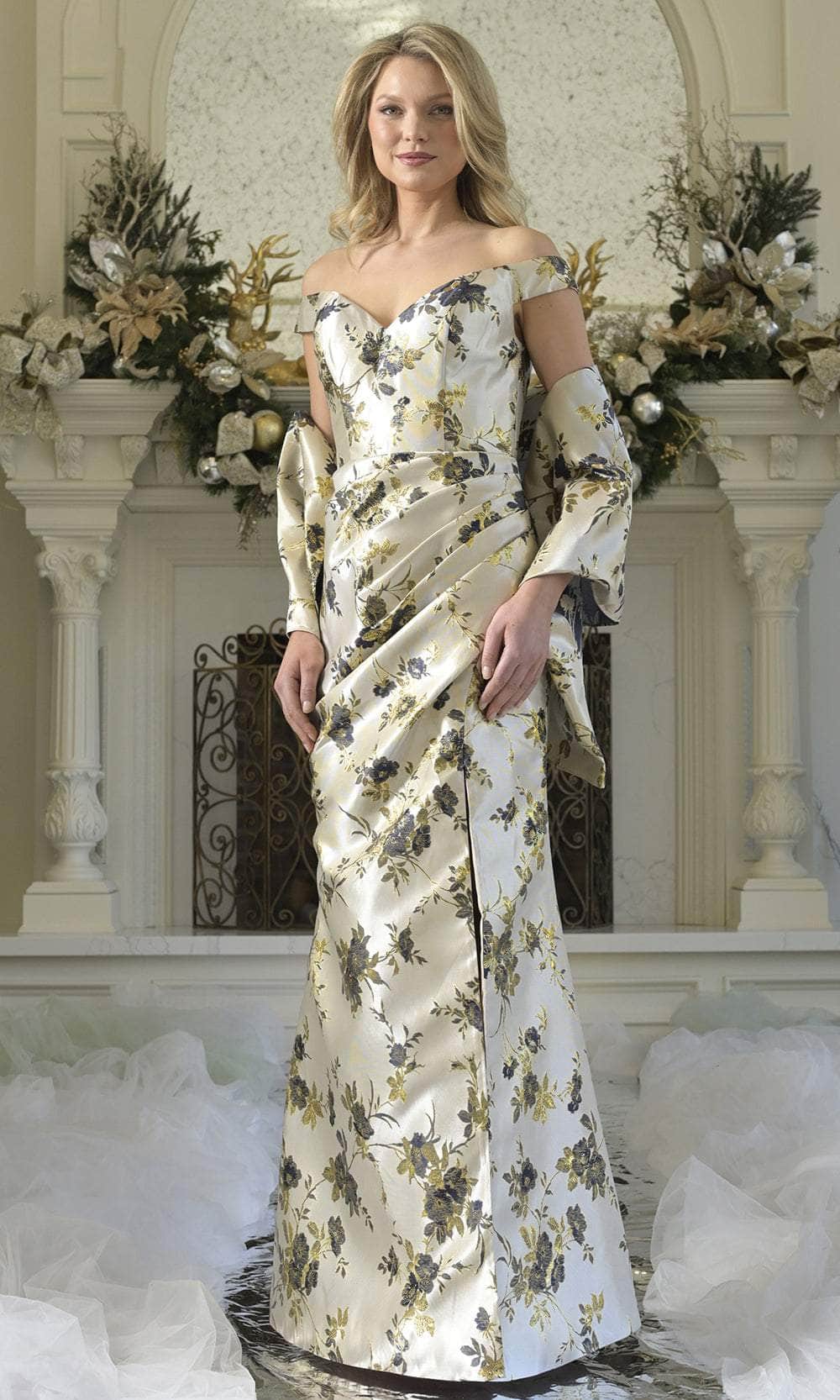 Rina Di Montella RD3350 Off-the-Shoulder Sweetheart Ruched Waist Mother of  the Bride Dress