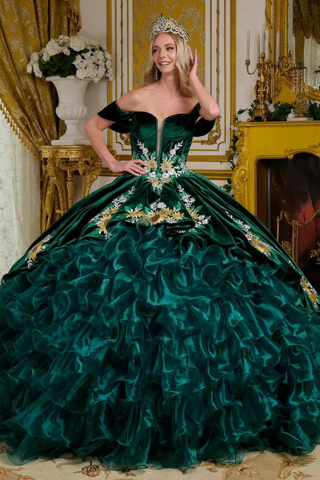 green and gold quinceanera dresses GLS GL3637 Dress Emerald / XL blue boheme Color:Black Red Dark Green Color Length SHEIN Young Girl Cute