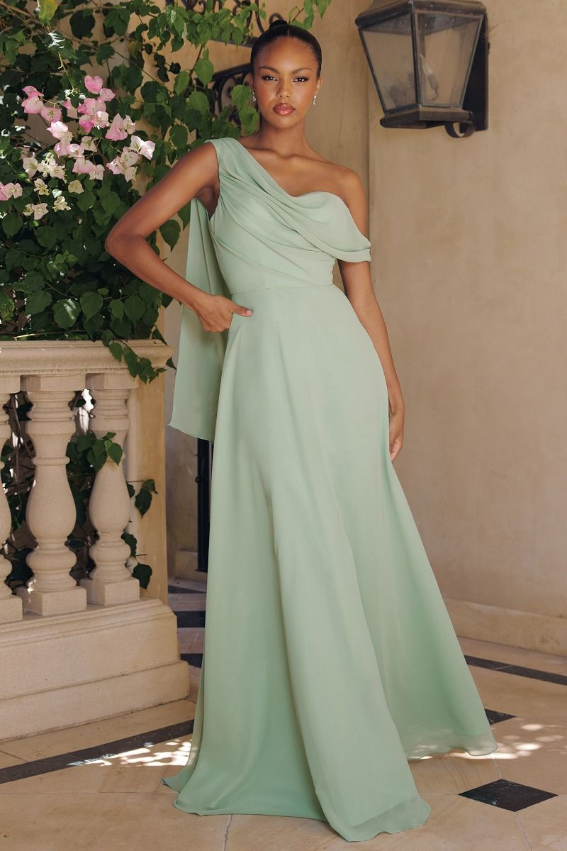 Amoris T716 Elegant Soft A-line Chiffon Gown Light Yellow / XL Amoris T716 Elegant Soft A-line Chiffon Gown Light Yellow / XL