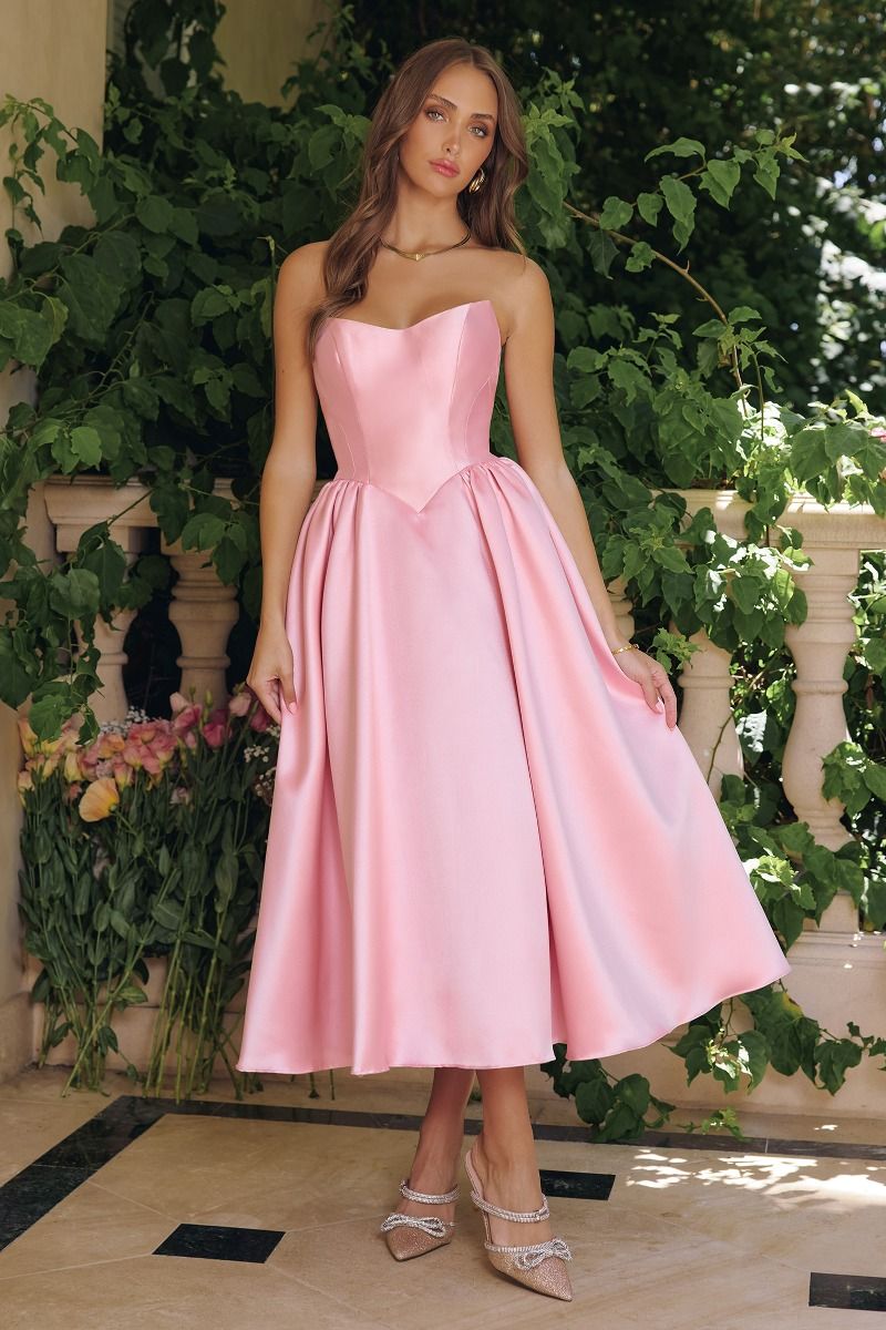 rosy pink prom dress Rosemarnder Rose Pink Jacquard Flowers Prom Dress Ready to Ship