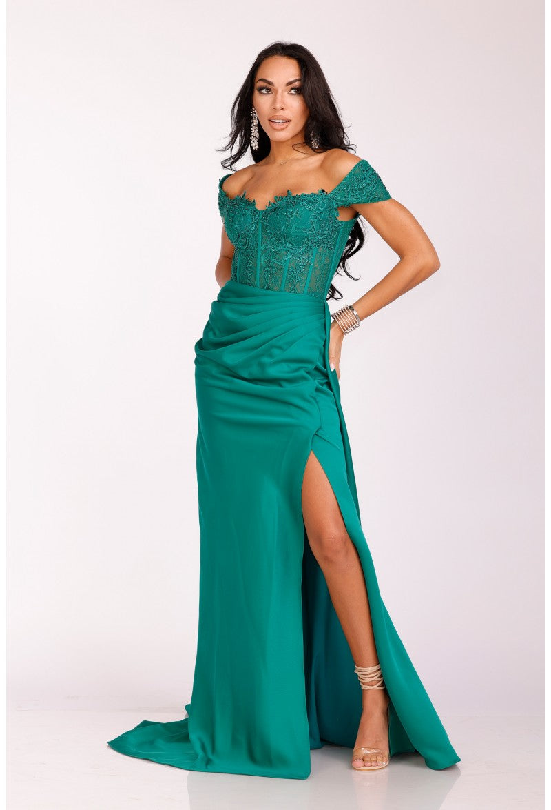 slim fit dress slacks Terani Couture 251P4113 - Long Satin A-Line Dress main image 1