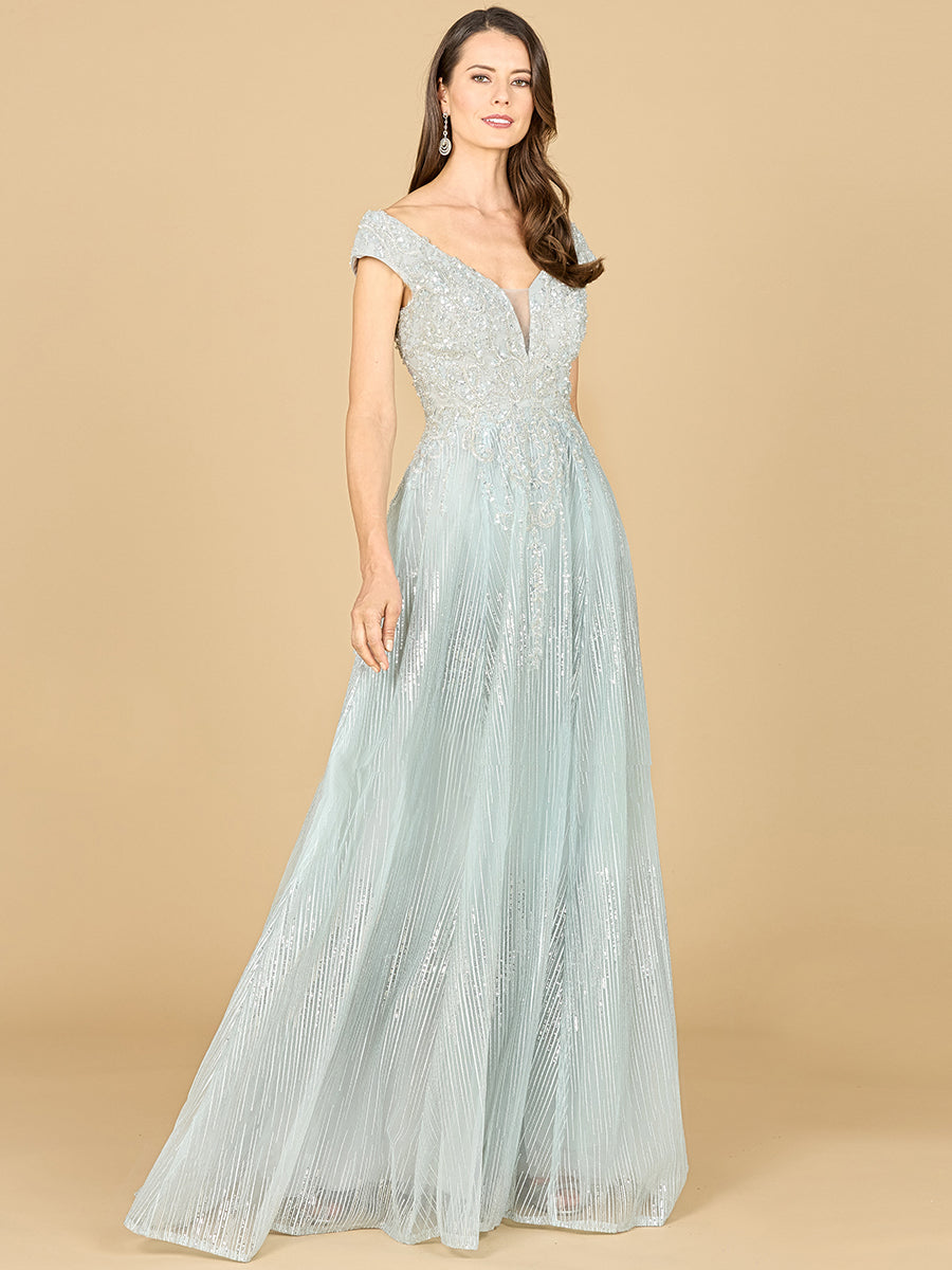 green emerald velvet dress Lara Dresses 29188 - Long Sleeve Embellished Evening Gown 18 / Teal main image 0
