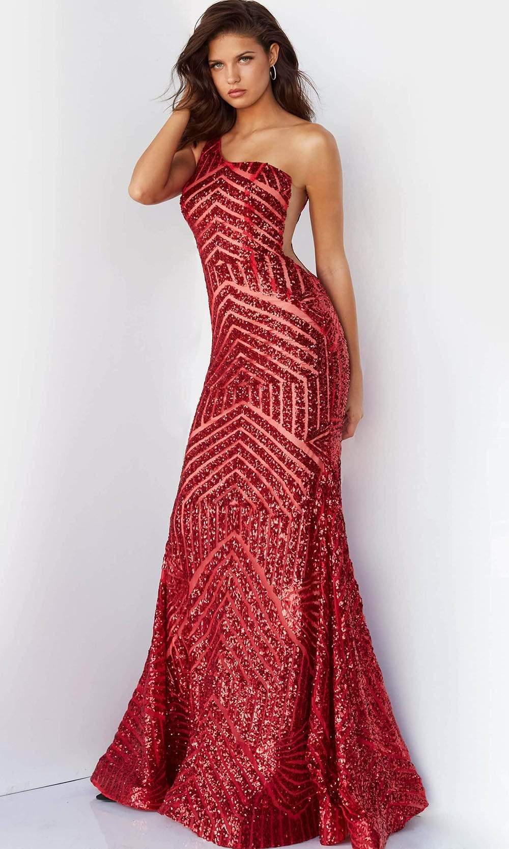 jovani red sequin prom dress Jovani 43623 Sequin Long High Slit Open Back Formal Prom Dress