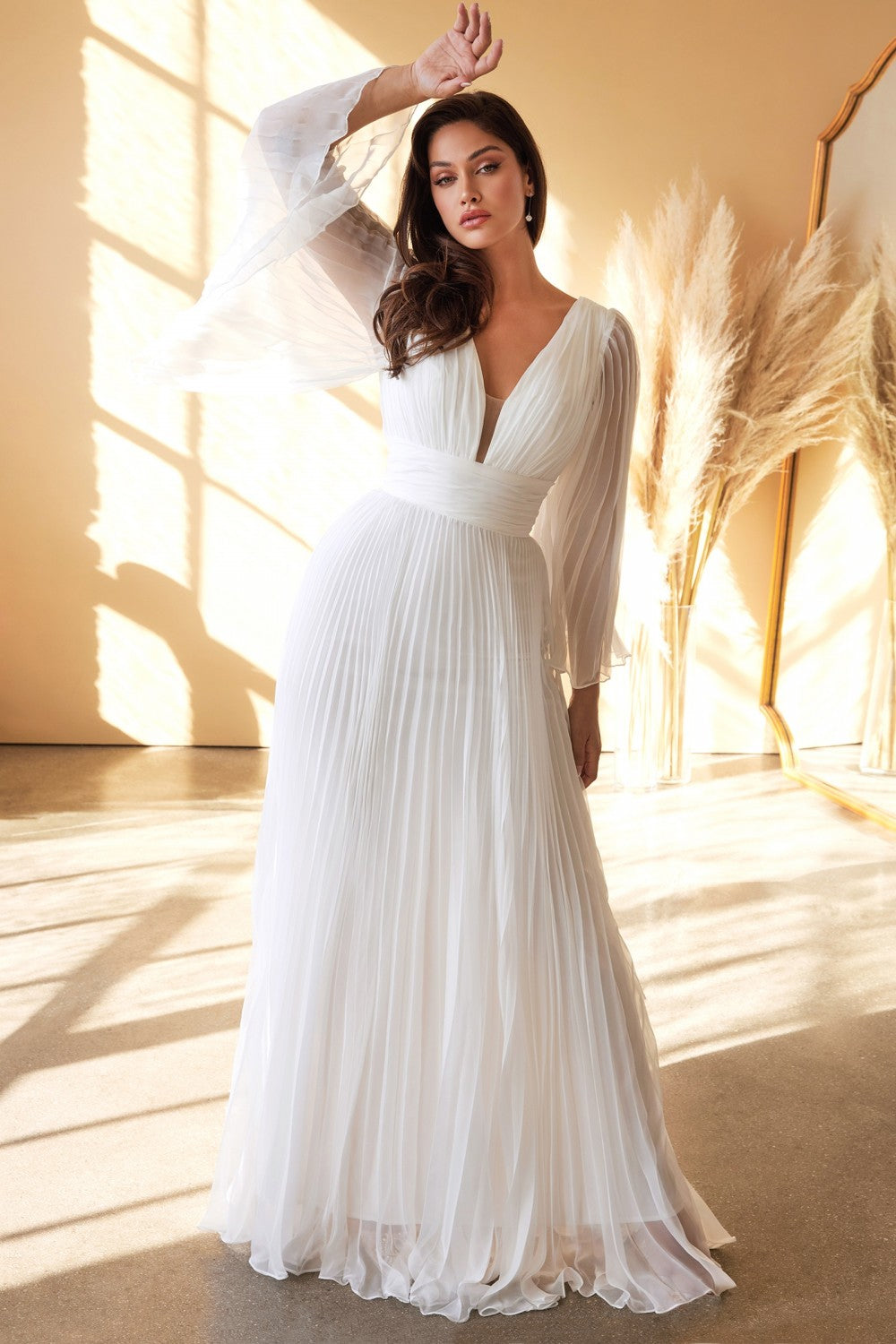 off white elegant dresses LaDivine CD242W Long Bridal A Line Wedding Dress