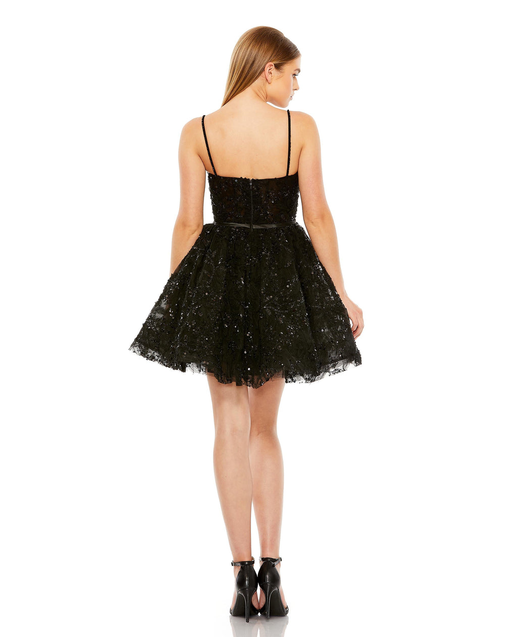 Beaded Strap Bustier Sequin Mini Dress - FOSTANI