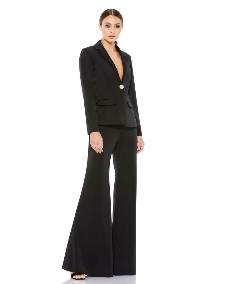 Two Piece Blazer & Wide Leg Pant Suit - FOSTANI