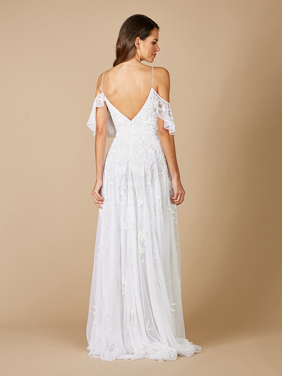 Lara Giana Beaded Cold-Shoulder Wedding Dress - FOSTANI