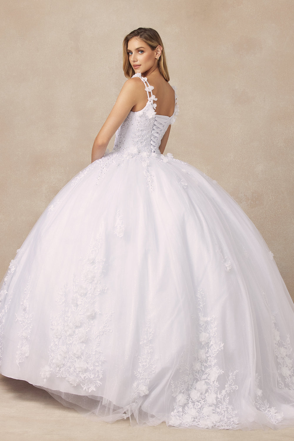 Juliet 1437W ball gown back view with lace-up back