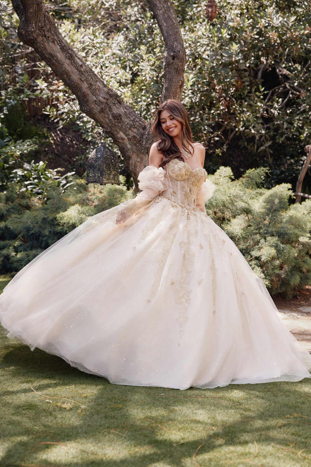Juliet JT1465H quinceanera ball gown front side view, option 2