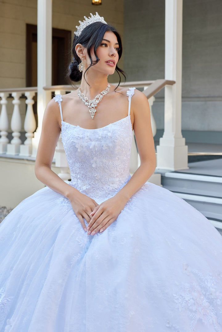 Juliet JT1496HW ball gown quinceanera dress bodice and strap detail view