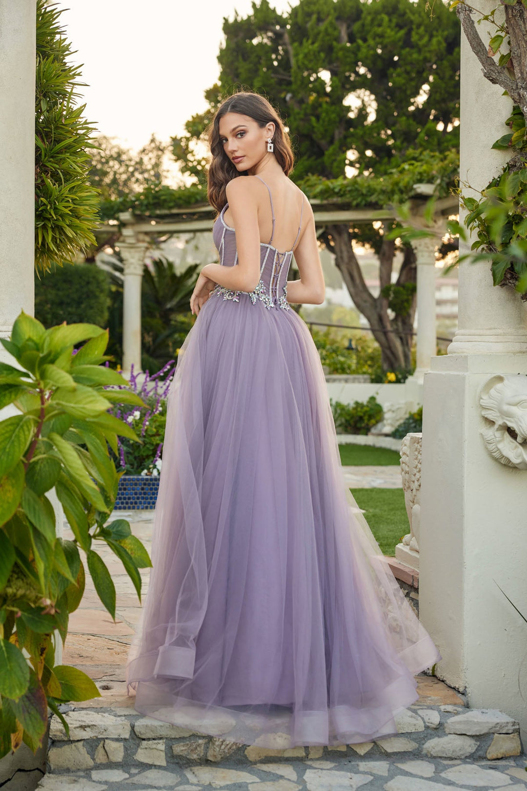 Beaded Sleeveless A-line Slit Gown by Juliet JT2638G - FOSTANI.com
